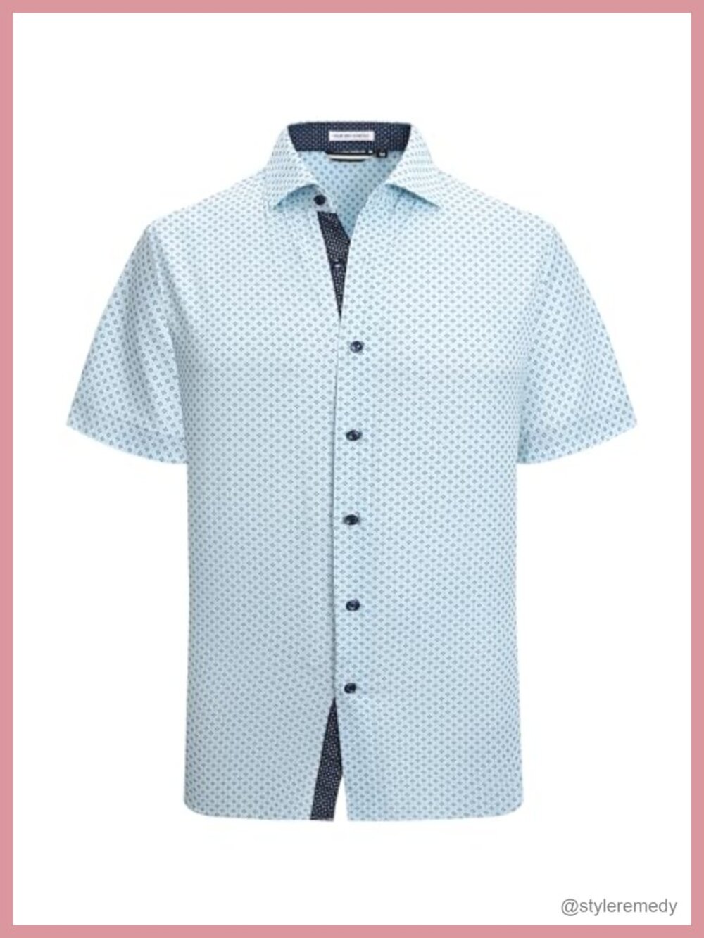 Men's Printed Button Down Shirt, 4-Way Stretch Wrinkle-Resistant, Short Sleeve,